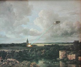 Village Church with Flying Saucer